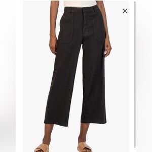 KUT From The Kloth Topaz High Waist Crop Wide Leg Linen Blend Pants Sz 14 NWT -